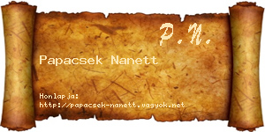 Papacsek Nanett névjegykártya